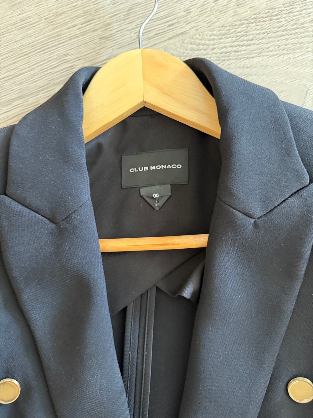 Club Monaco Black Double-Breasted Blazer with Gold Buttons - Picture 3 of 3